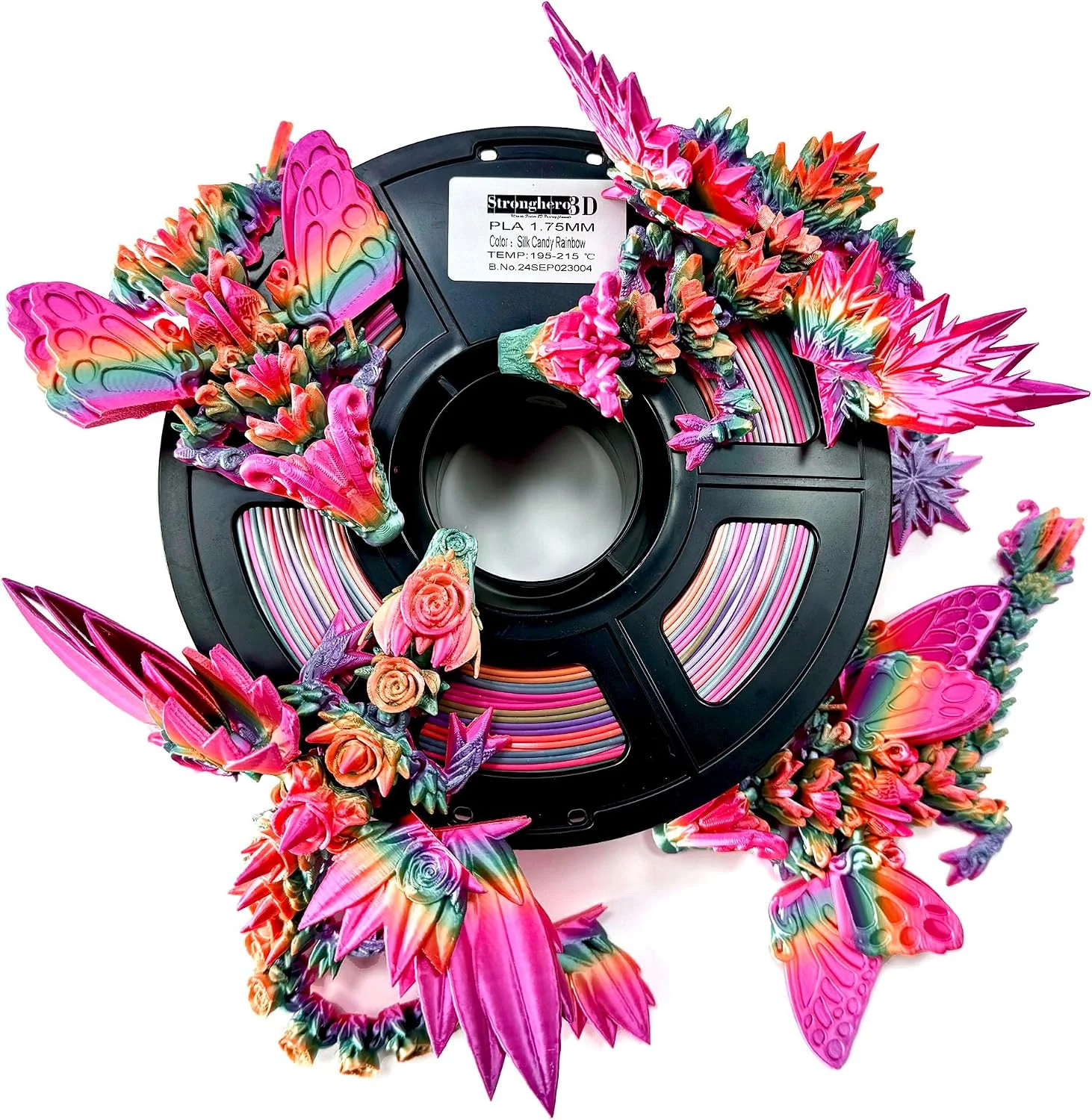 Silk PLA 3D Printer Filament 1.75mm,Candy Silk Rainbow,Multi Color 3D Printing F
