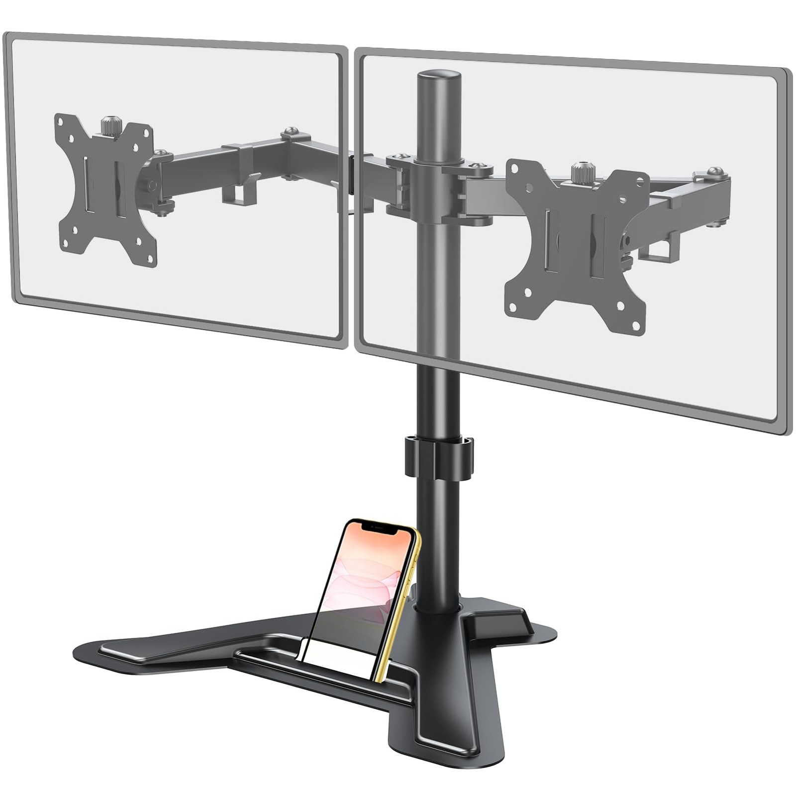 Dual Monitor Stand, Free-Standing Full Motion Monitor Desk Mount Fits 2 Scree...