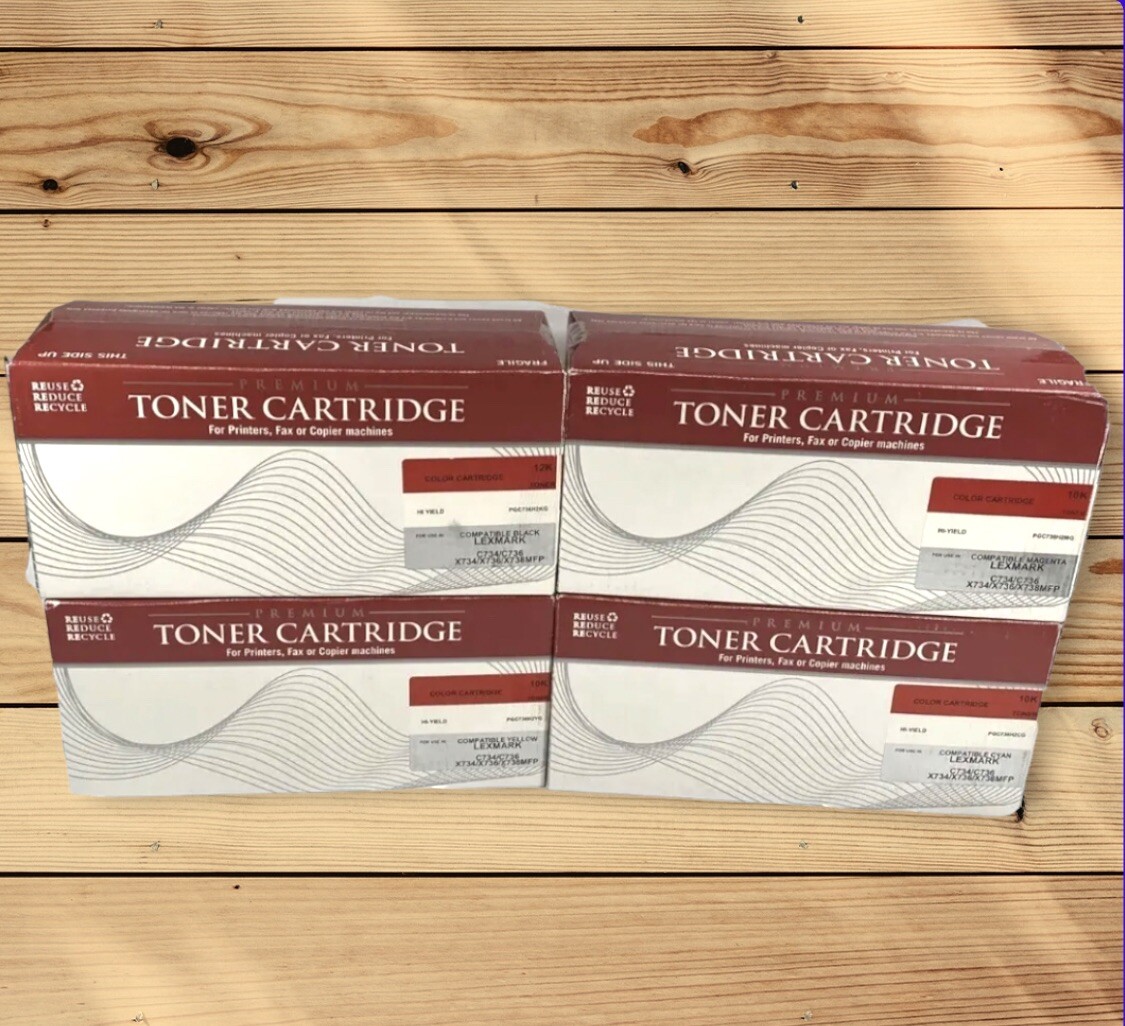 4-Pk. Lexmark Compatible Premium Toner Cartridges C734|C736|X734|X736|X738 