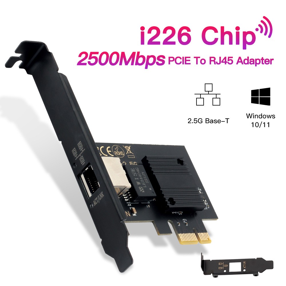 2.5G PCI-E Network Card 2500Mbps Single RJ45 Ethernet Adapter Intel I226 Chip