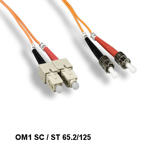 Kentek 9.84ft/3m OM1 SC to ST Multi-Mode Fiber Optic Cable 62.5/125 Duplex ATM