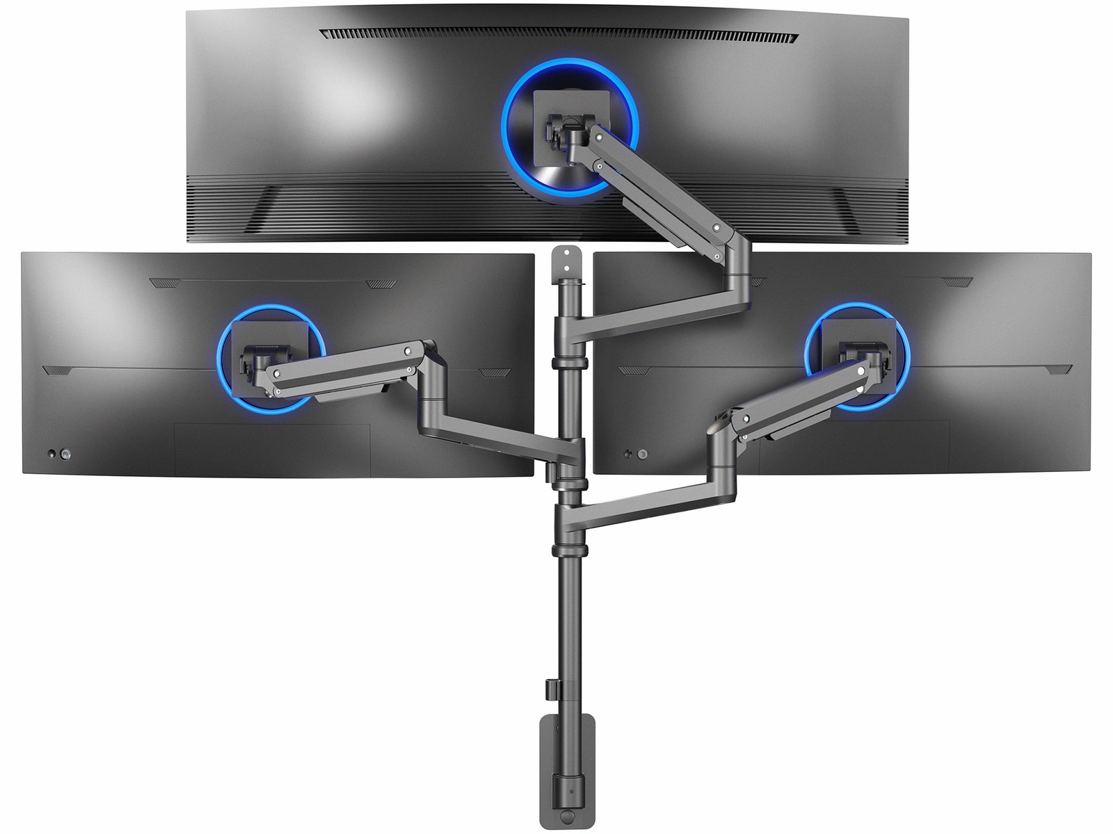 VIVO Pneumatic Triple Ultrawide Monitor Wall Mount for up to 49" Screens