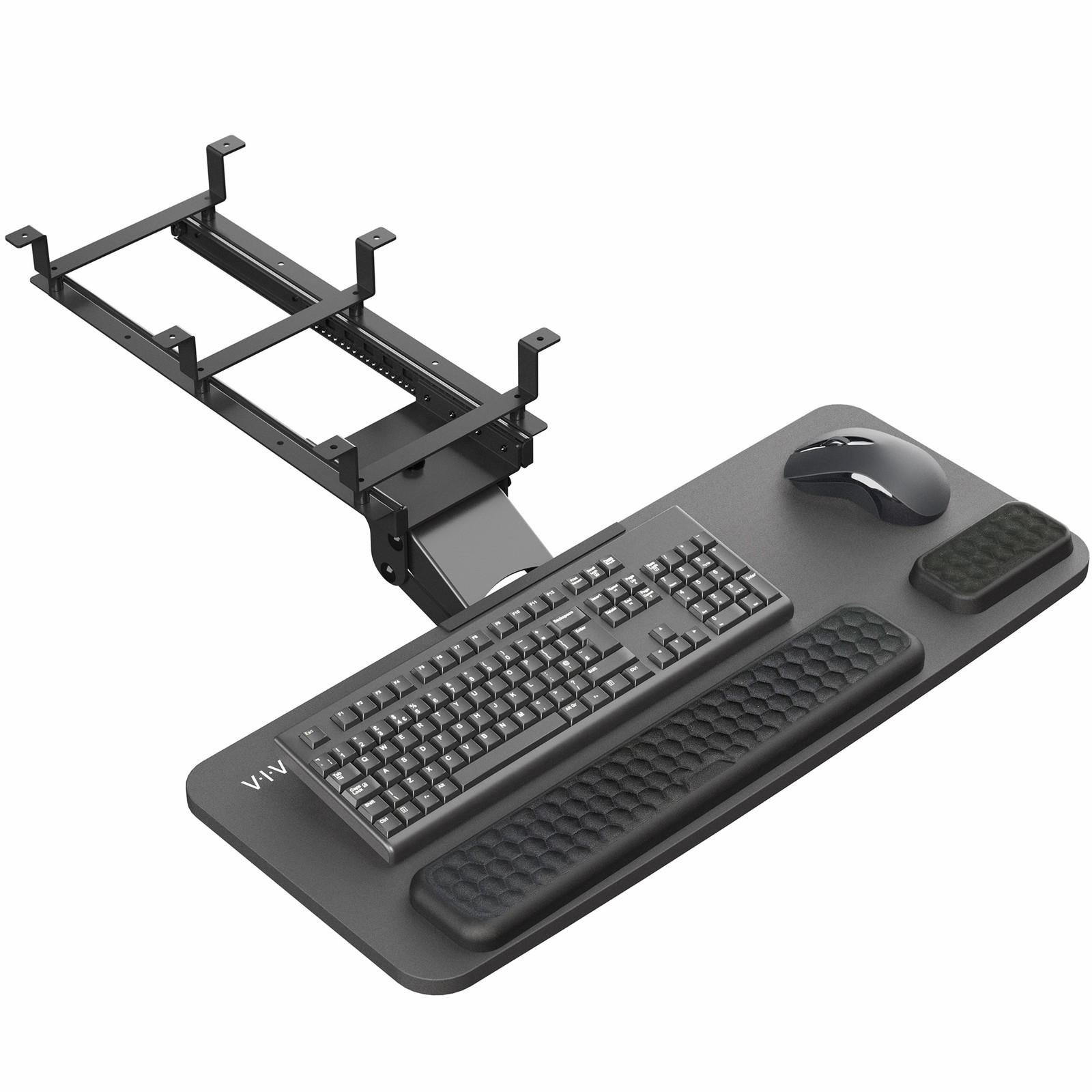 VIVO Black Premium Under Desk 27" Computer Keyboard and Mouse Tray