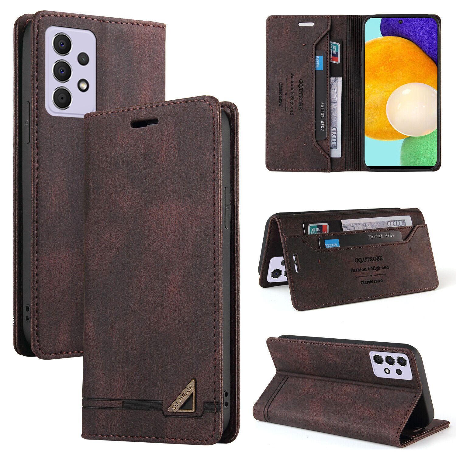 Luxury Leather Flip Card Wallet Cover Case For A14 A54 5G A53 A73 A32 S23 Ultra
