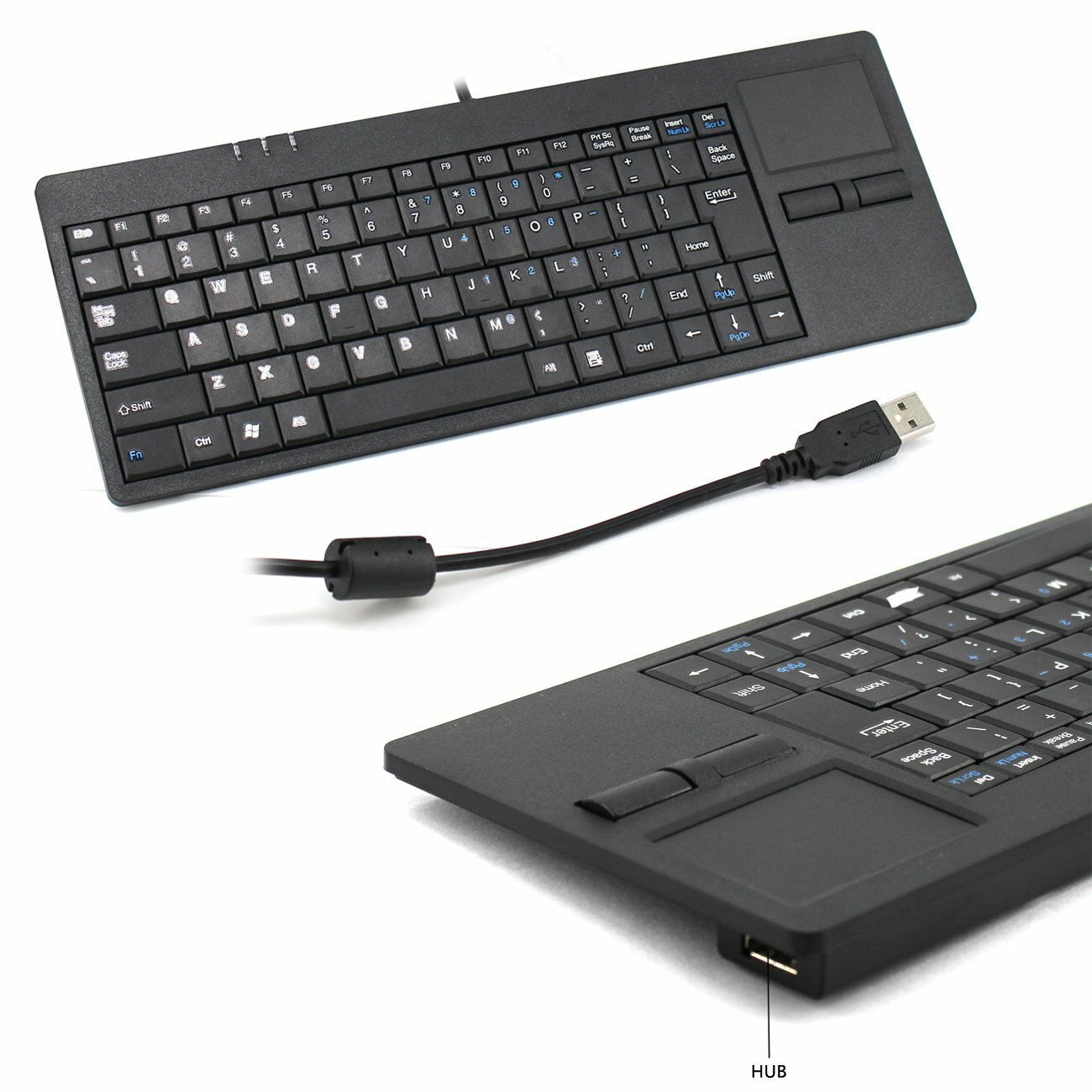MC-818 82 Keys Touch-Pad Ultra-Thin Wired USB Computer Keyboard with HUB Port