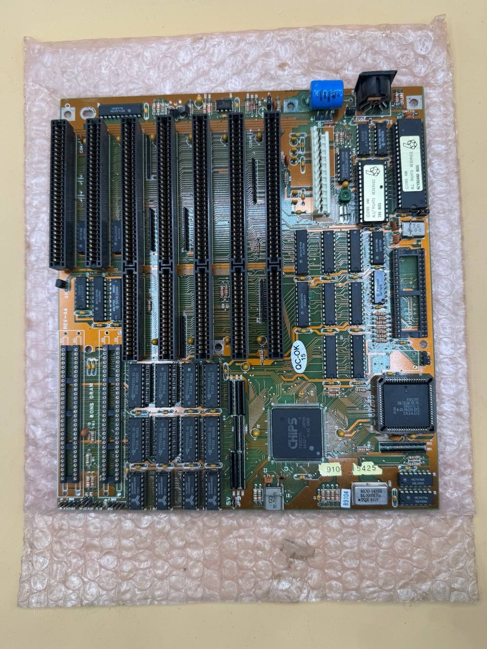 NOS Vintage 80286 AT Computer Motherboard CHIPS F82C235 AMI BIOS ISA ca 1990 RE