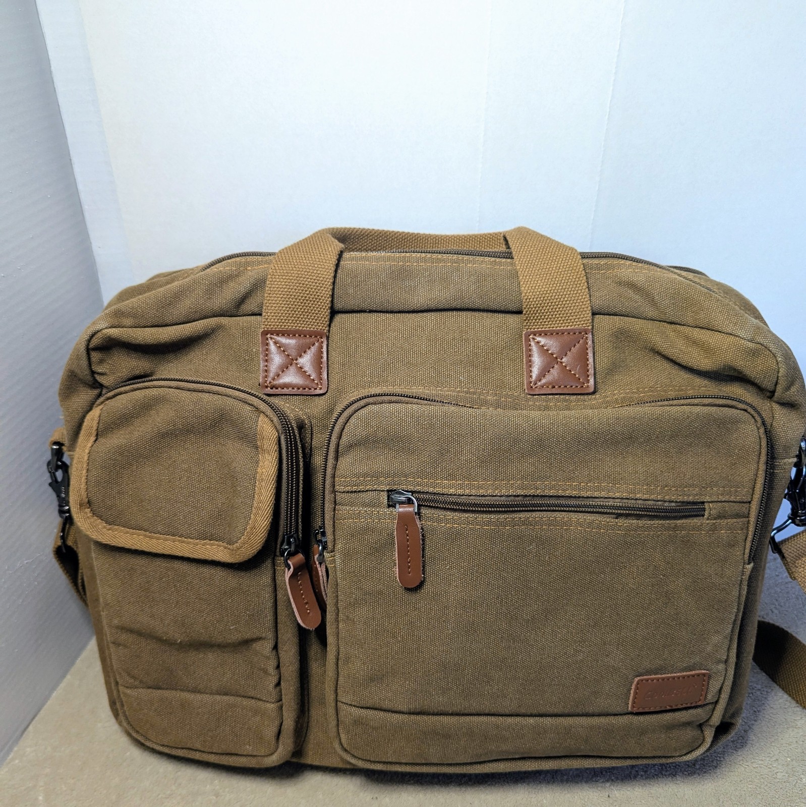 CoolBELL Tan Convertible Backpack Shoulder Messenger Bag Laptop Multi Pocket