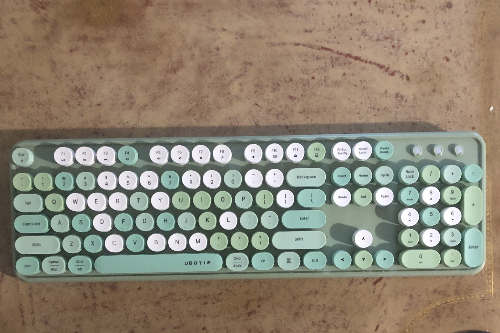UBOTIE Wireless Keyboard & Mouse Combo Mint Green Retro Typewriter S801AG-C NEW