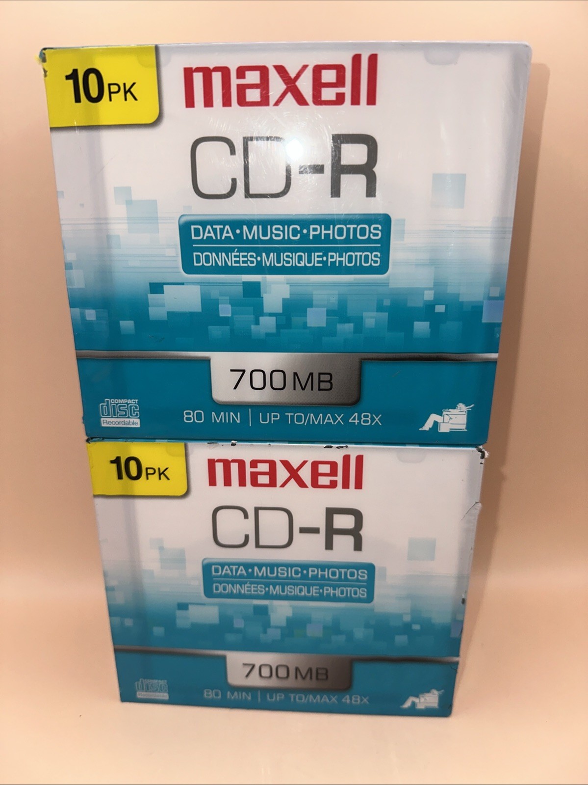 New Qty. 2 Maxell 10 Pack CD-R Blank Media Maxdata 80 Min Each CD 700mb Sealed