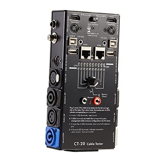 Audio Cable Tester Line Finder Black 15-in-1 Cables Checker 10-Way 15-Plug