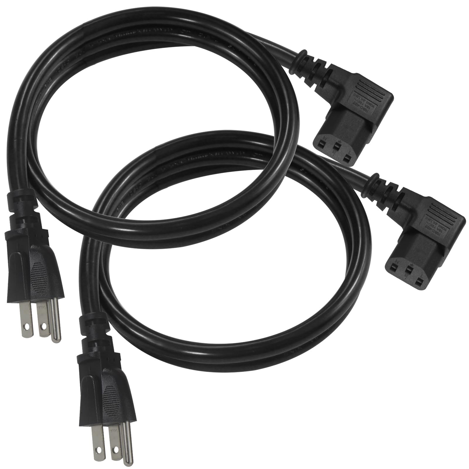 2 PCS 3FT 90 Degree Monitor Power Cord NEMA 515P To Right Angle C13 16AWG
