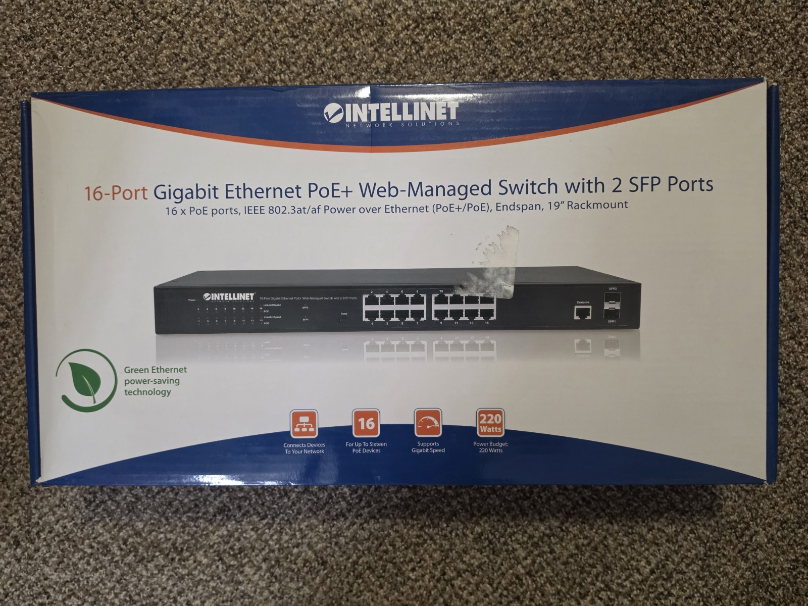 Intellinet 16-Port Gigabit Ethernet PoE+ Web-Managed Switch with 561341