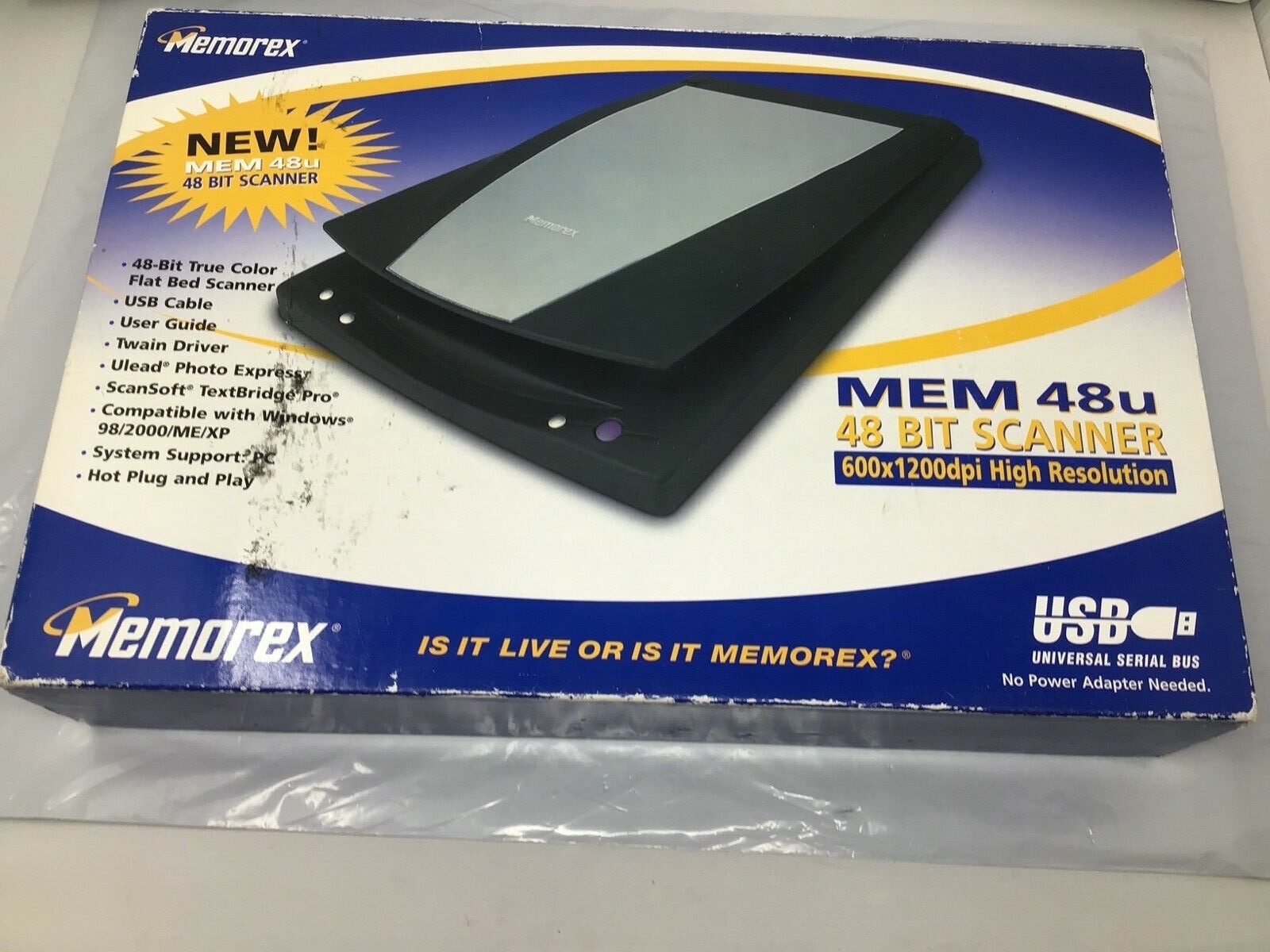 Memorex MEM48U Ultra-slim Flatbed 48-Bit True Color USB Scanner 600x1200dpi 