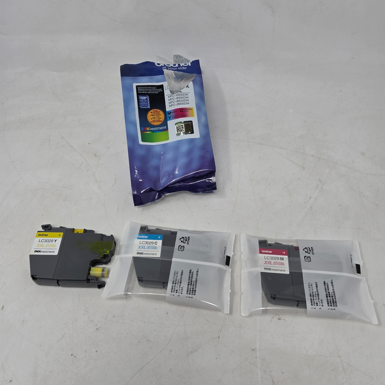 New Genuine Brother LC3029XXL Color 4PK Ink Cartridges MFC-J5930DW 2027.02