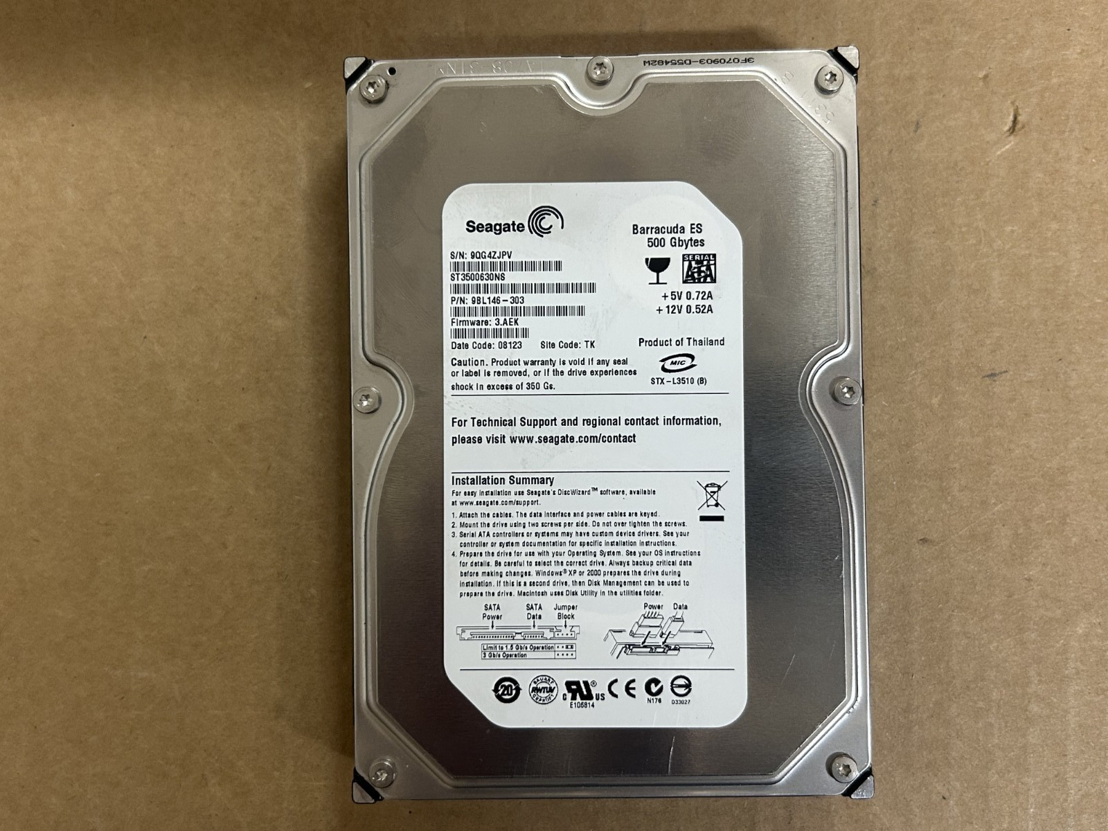 Seagate ST3500630NS 500 GB 3.5 Hard Drive 7200 RPM