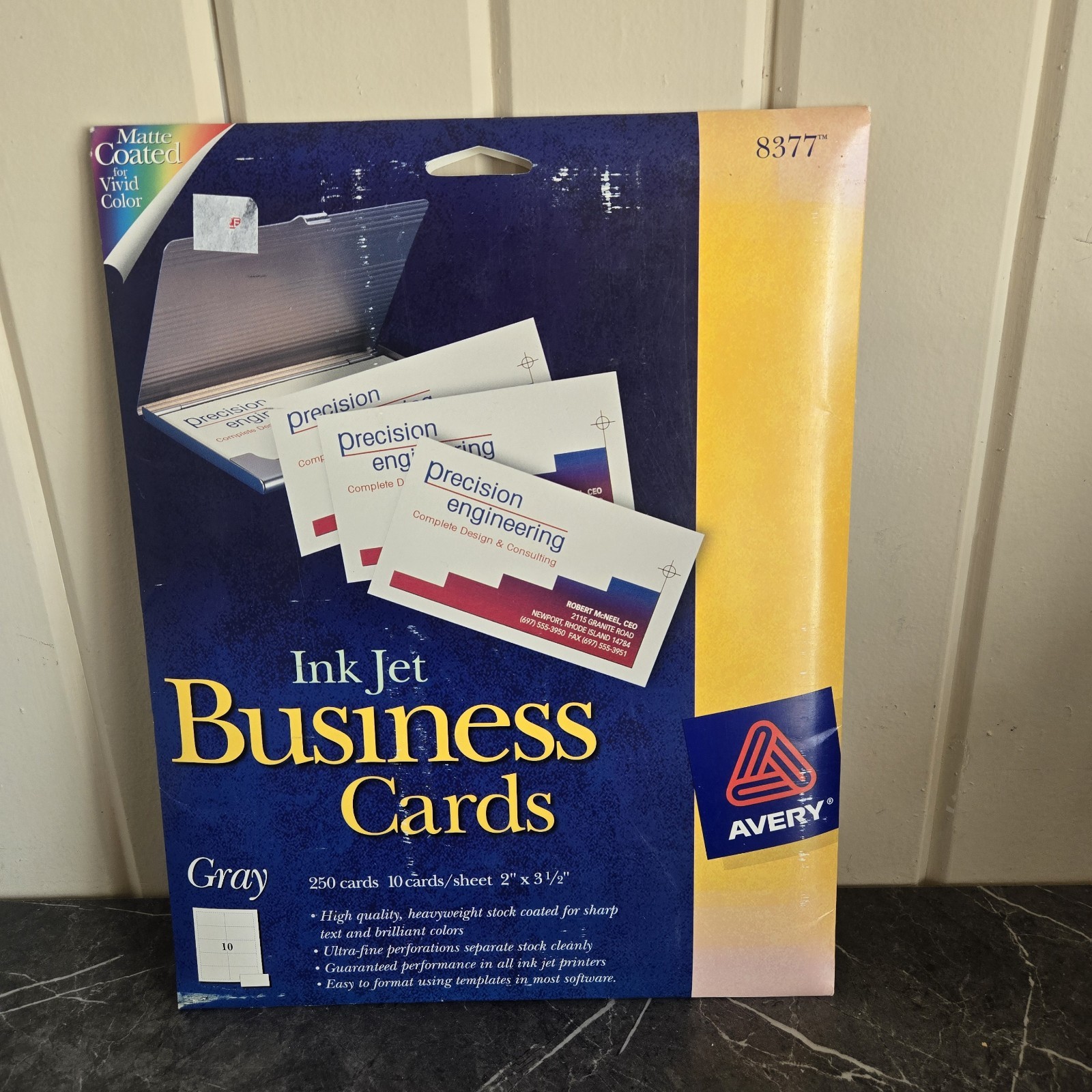 Avery 8377 Inkjet Business Cards Matte Gray 250 cards 2'' x 3 1/2'' NEW