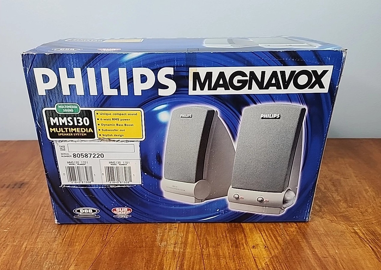 Philips Magnavox MMS130 Multimedia Speaker System Computer Speakers New in Box