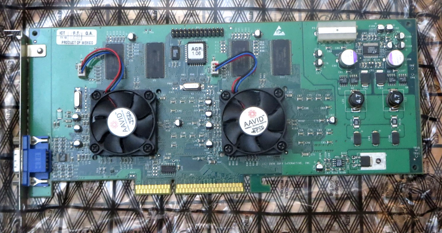 3dfx Voodoo 5 5500 AGP 64MB Video Card - UNTESTED FOR PARTS - Dual AAVID Fans