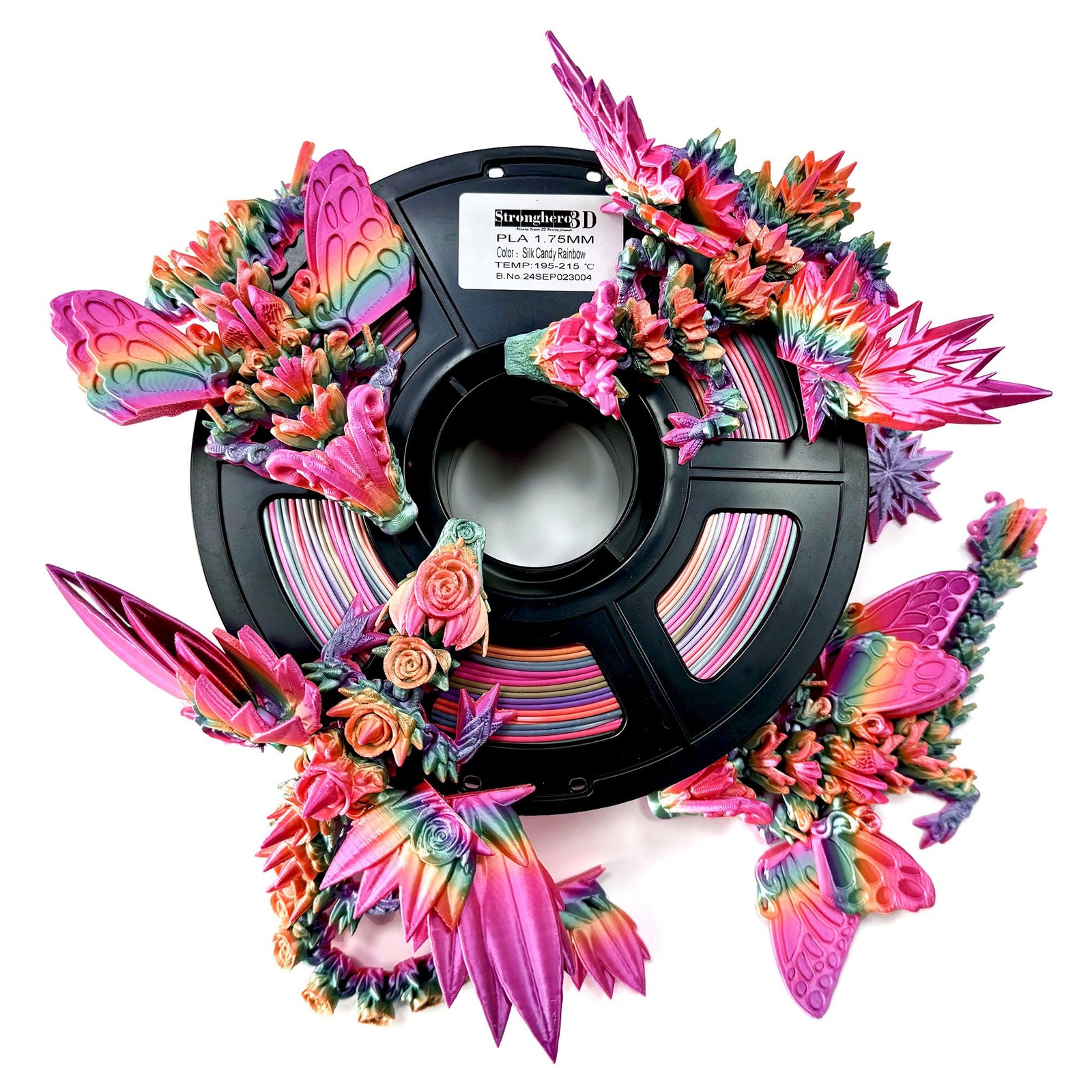 Silk PLA 3D Printer Filament 1.75mm,Candy Silk Rainbow,Multi Color 3D Printin...