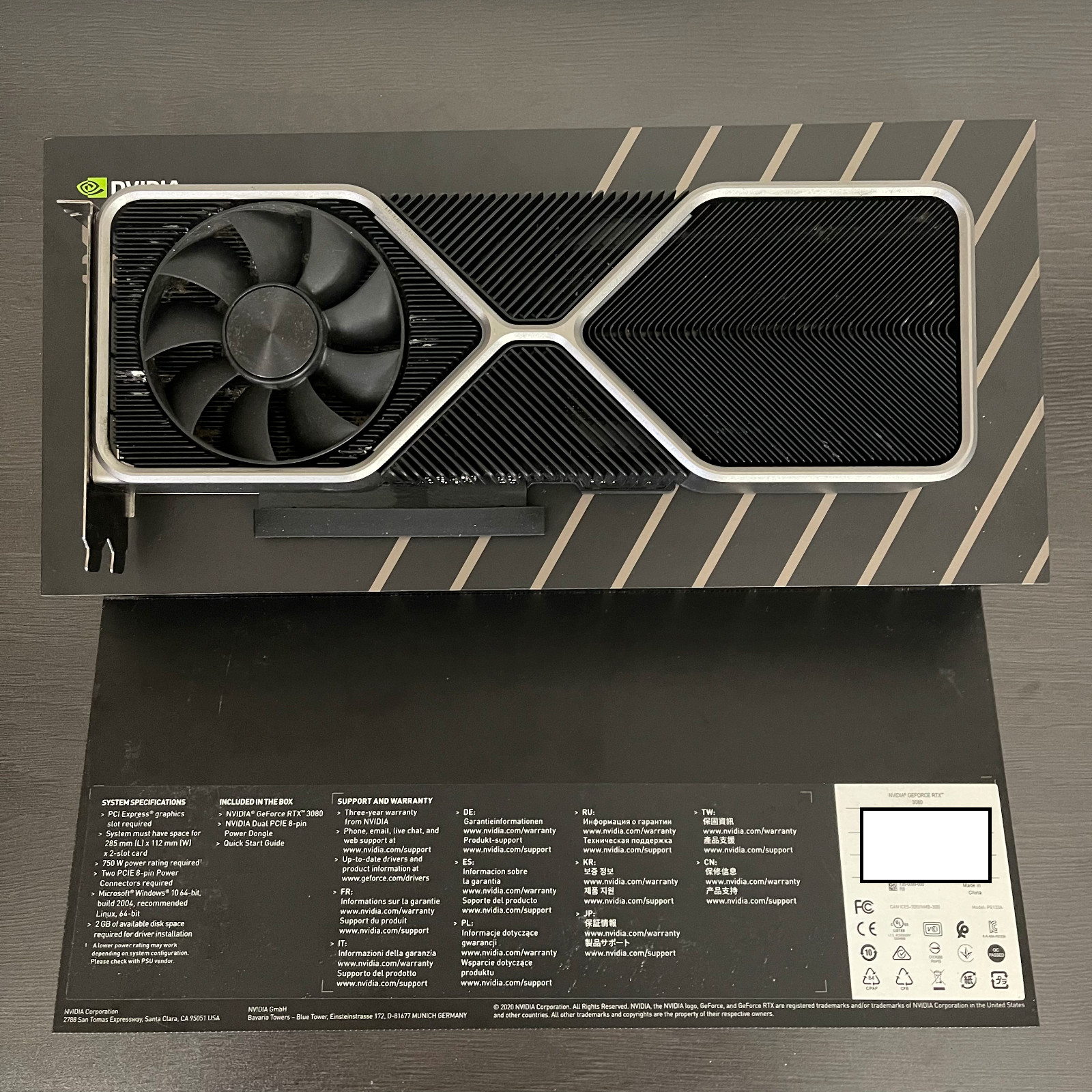 NVIDIA GeForce RTX 3080 FE Founders Edition Graphics Card Non LHR USED