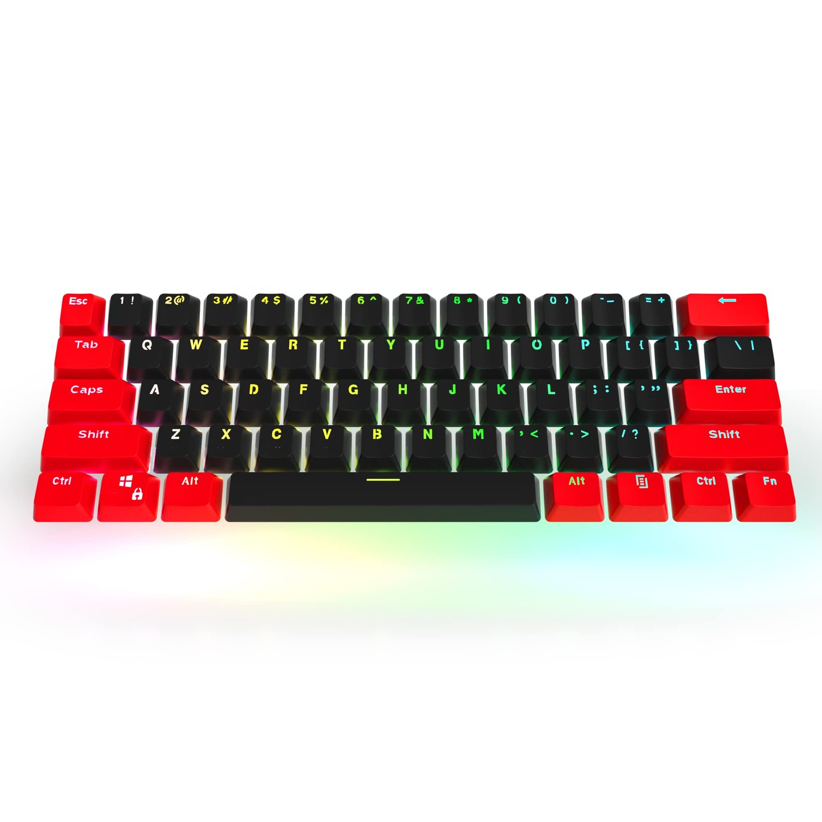 Red Black PBT Keycaps Set 60 Percent OEM Profile Custom For Cherry MX Switch