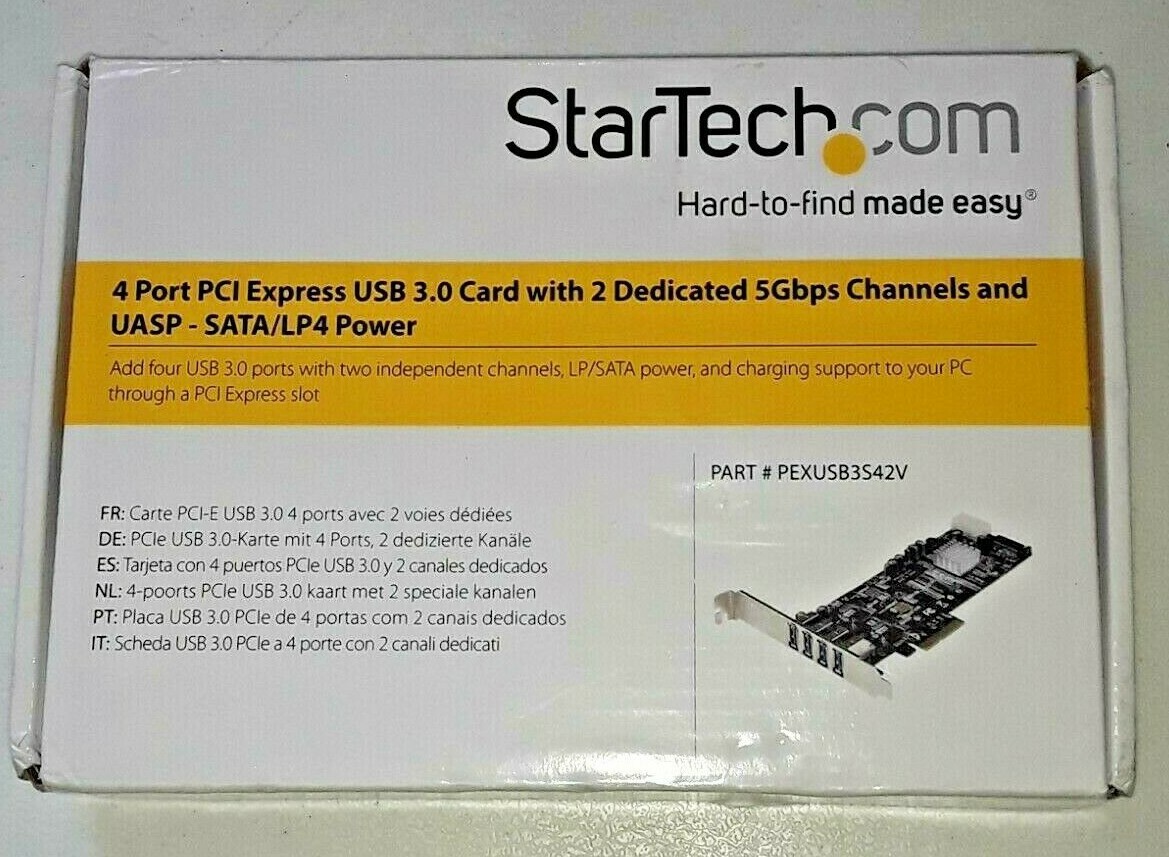 Startech.com PEXUSB3S42V 4 Port PCI Express PCIE USB 3.0 Card Adapter W 2 5GBPS 