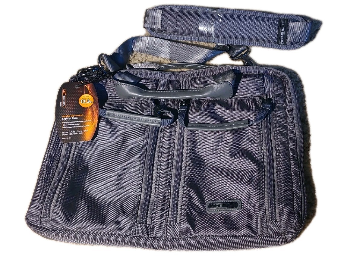 Ativa Mobil It Laptop Computer Case 16x11 Double-Zip Pocket Grey Gray Canvas Bag