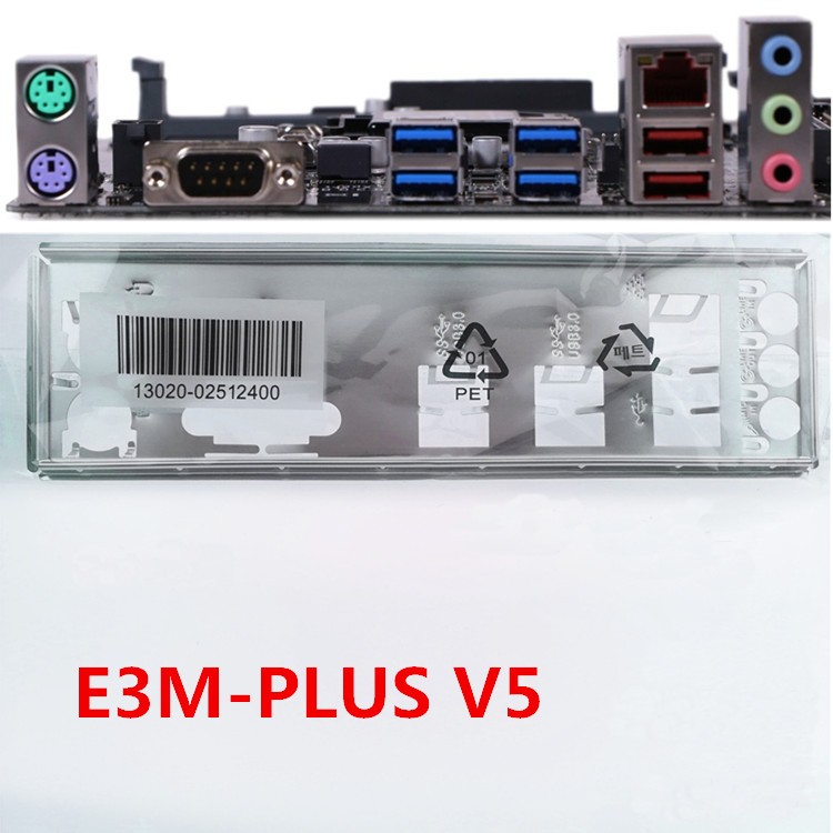 For Asus E3M-PLUS V5 & E3M-ET V5 Shield IO I/O Rear Baffle Backplate Motherboard
