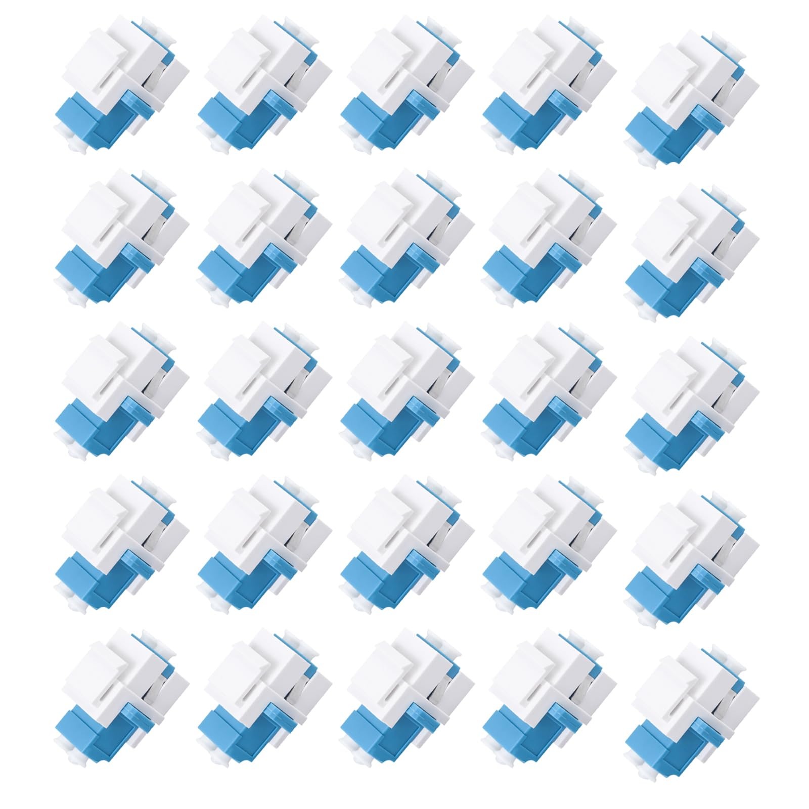 25 PCS Fiber Optic Keystone Jack Coupler LC Duplex Singlemode White Adapter