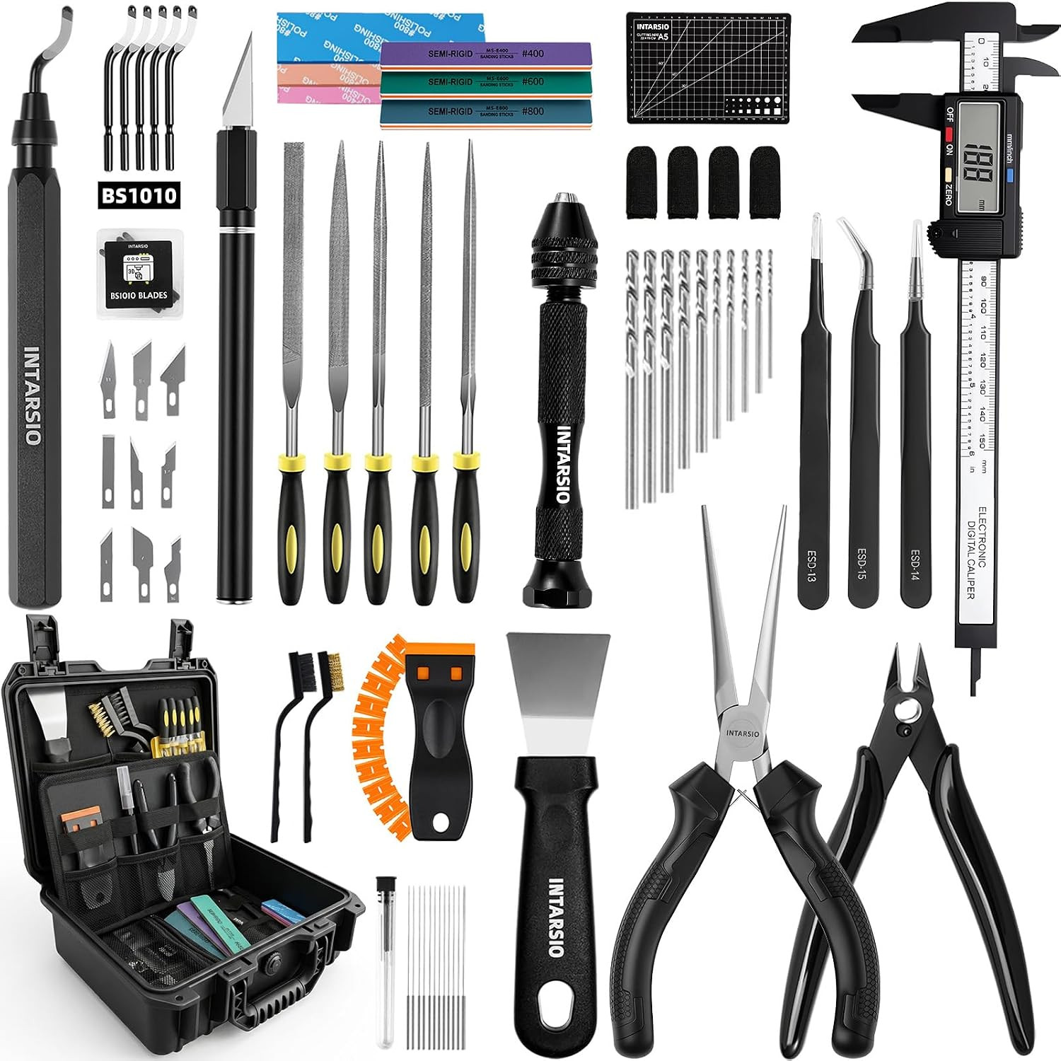 76Pcs 3D Printer Tools Kit for Model Finishing/Deburring/Drilling/Polishing, 3D