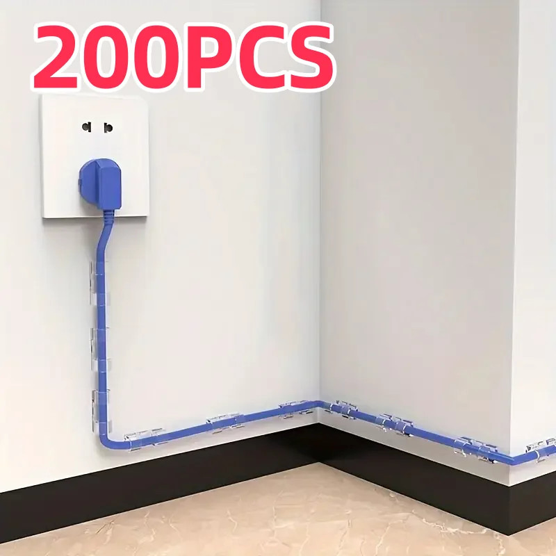 200 10pcs Clear Plastic Cable Clips Transparent Wire Organizers For Wall & Desk