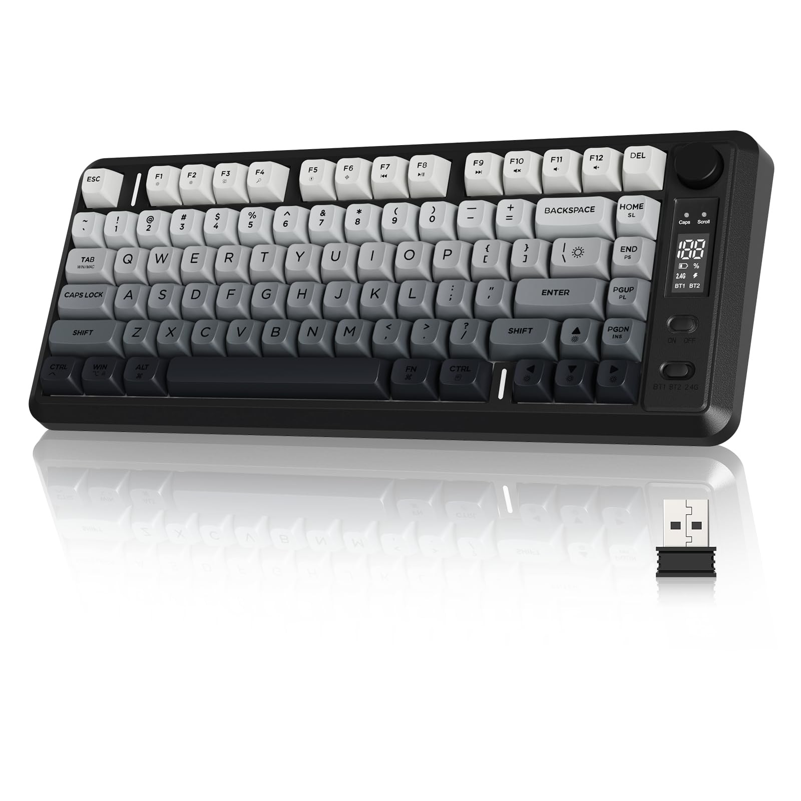 M75 Wireless Gaming Keyboard RGB Backlit Mechanical Feel Display Knob PBT