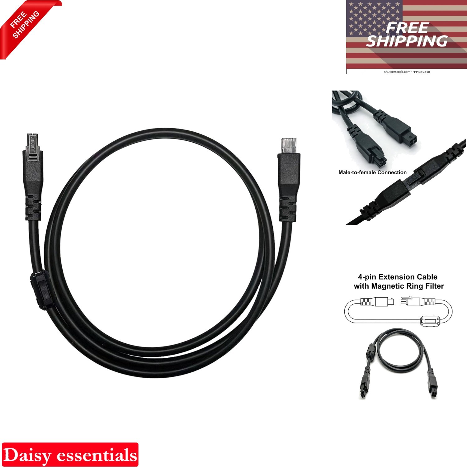 Bambu Lab AMS Lite 1M 4-Pin Extension Cable with Magnetic Filter for A1 3D Pr...
