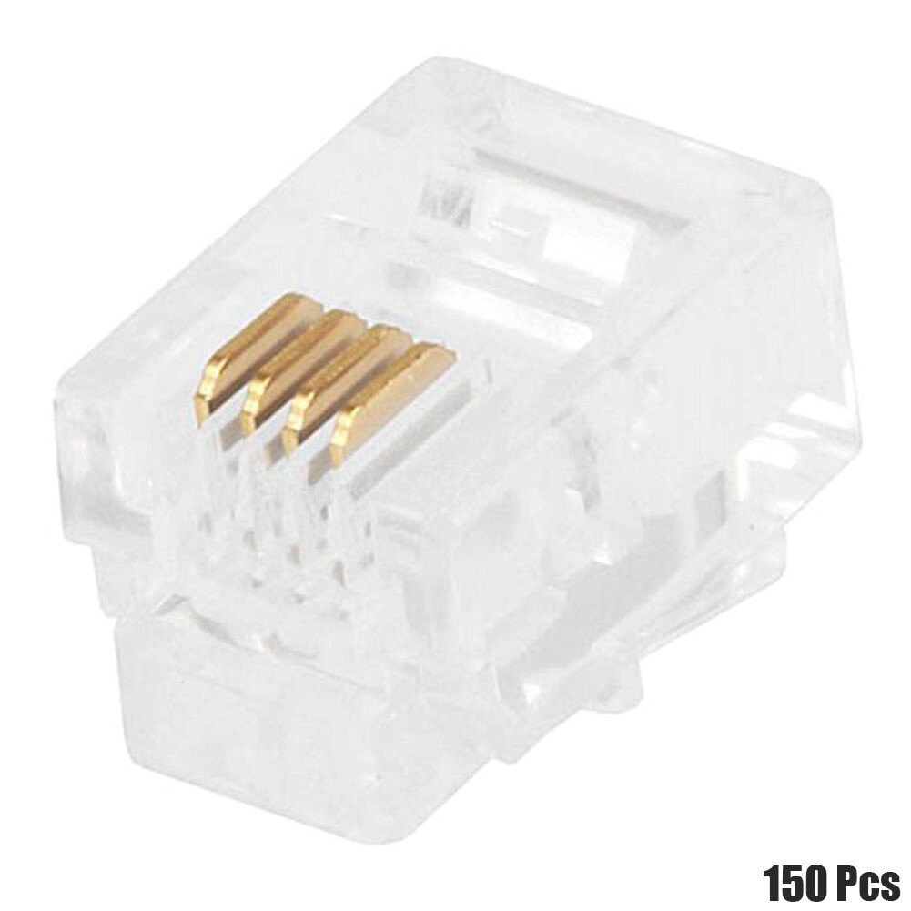 150 Pcs RJ11 6P4C Modular Plug Connector Crimp On For Flat Stranded Cable Wire