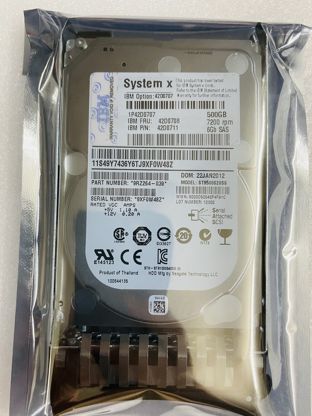 IBM 500GB 7200 RPM 2.5" 6GBps SAS Hard Drive 42D0708 42D0711 42D0707 HDD