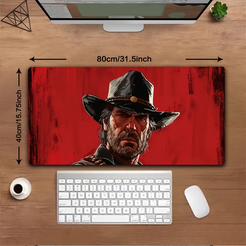 1pc Western Cowboy Gaming Mouse Pad - Non-Slip Rubber Base, Washable Desk Mat