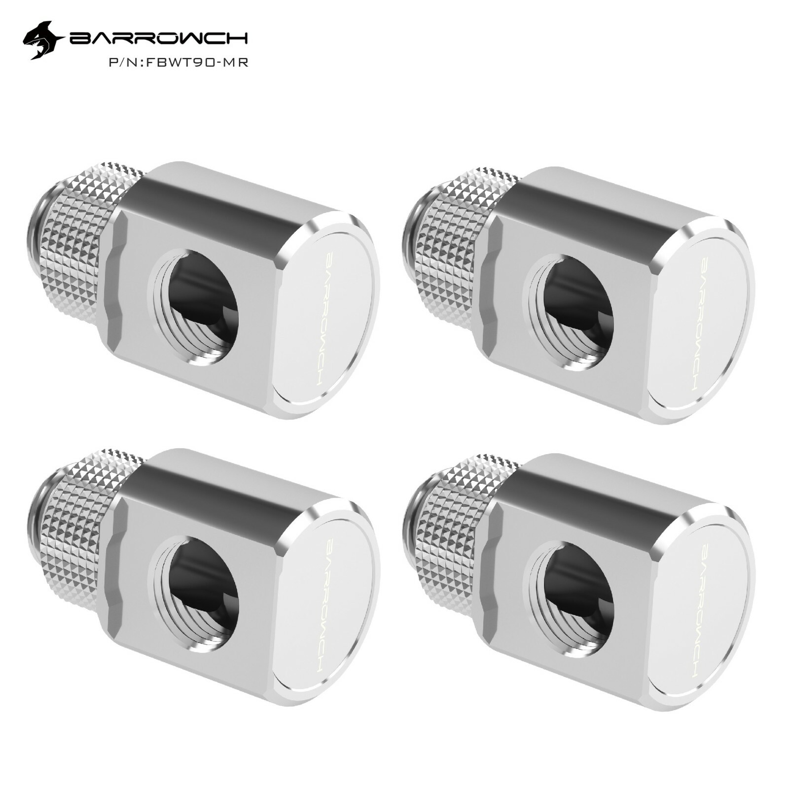 4 Pcs Barrow BarrowCH Angled 90 Degree G1/4 Rotary Fitting Male to Female Nickel
