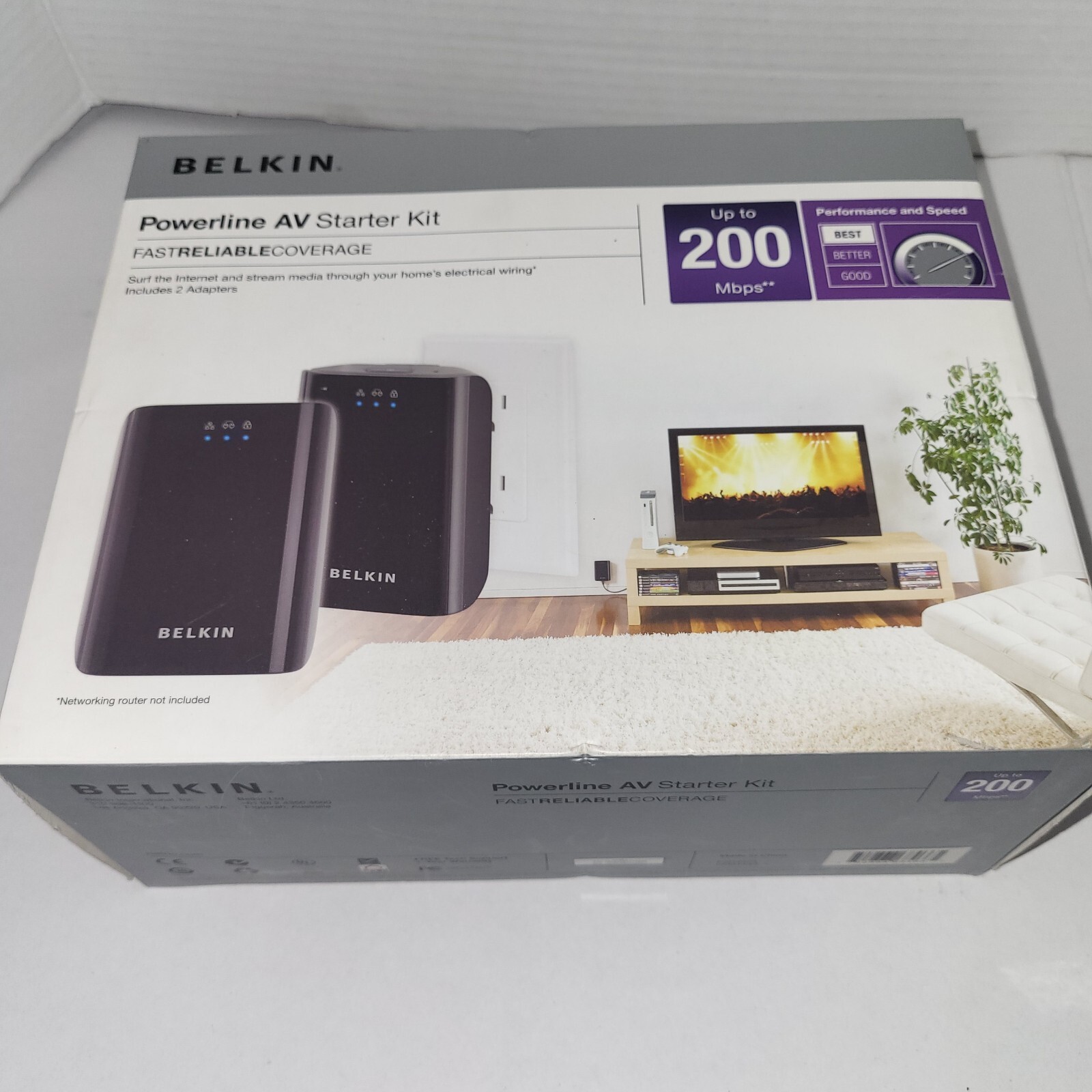 Belkin Powerline Starter kit Network Adapter F5D4074 Transmitter Receiver