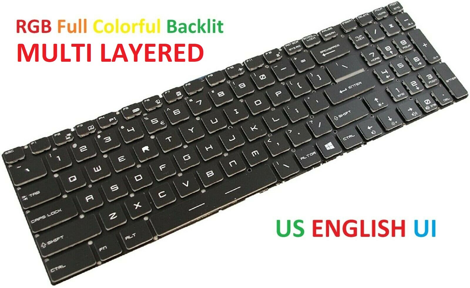 NEW For MSI GP72MVR 7RFX, MSI GP72VR 7RFX Keyboard US Color Backlit Crystal
