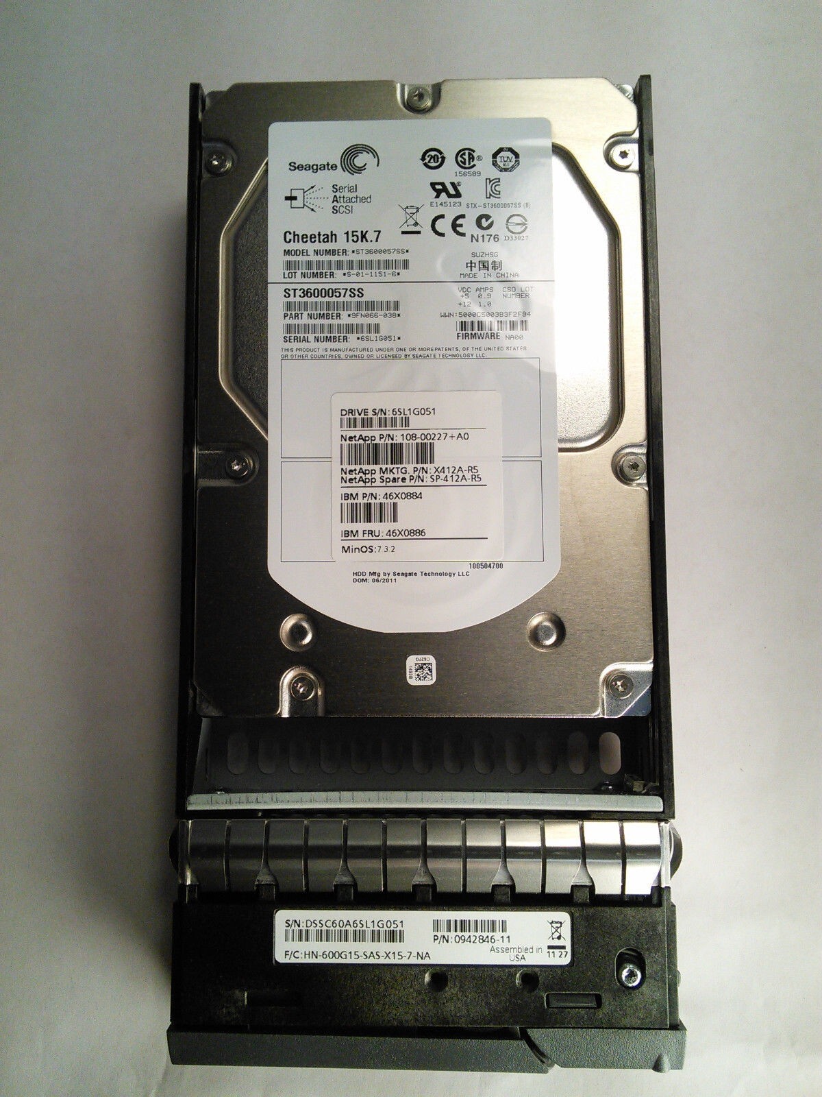 Compatible NetApp X412A-R5 SP-412A-R5 108-00227+A1 600G 15K SAS 3.5" Hard Drive
