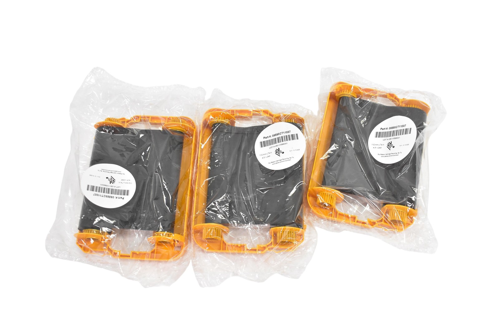 3 Rolls Zebra Black Thermal Wax/Resin Ribbon Cartridge 05555CT11007 Genuine OEM