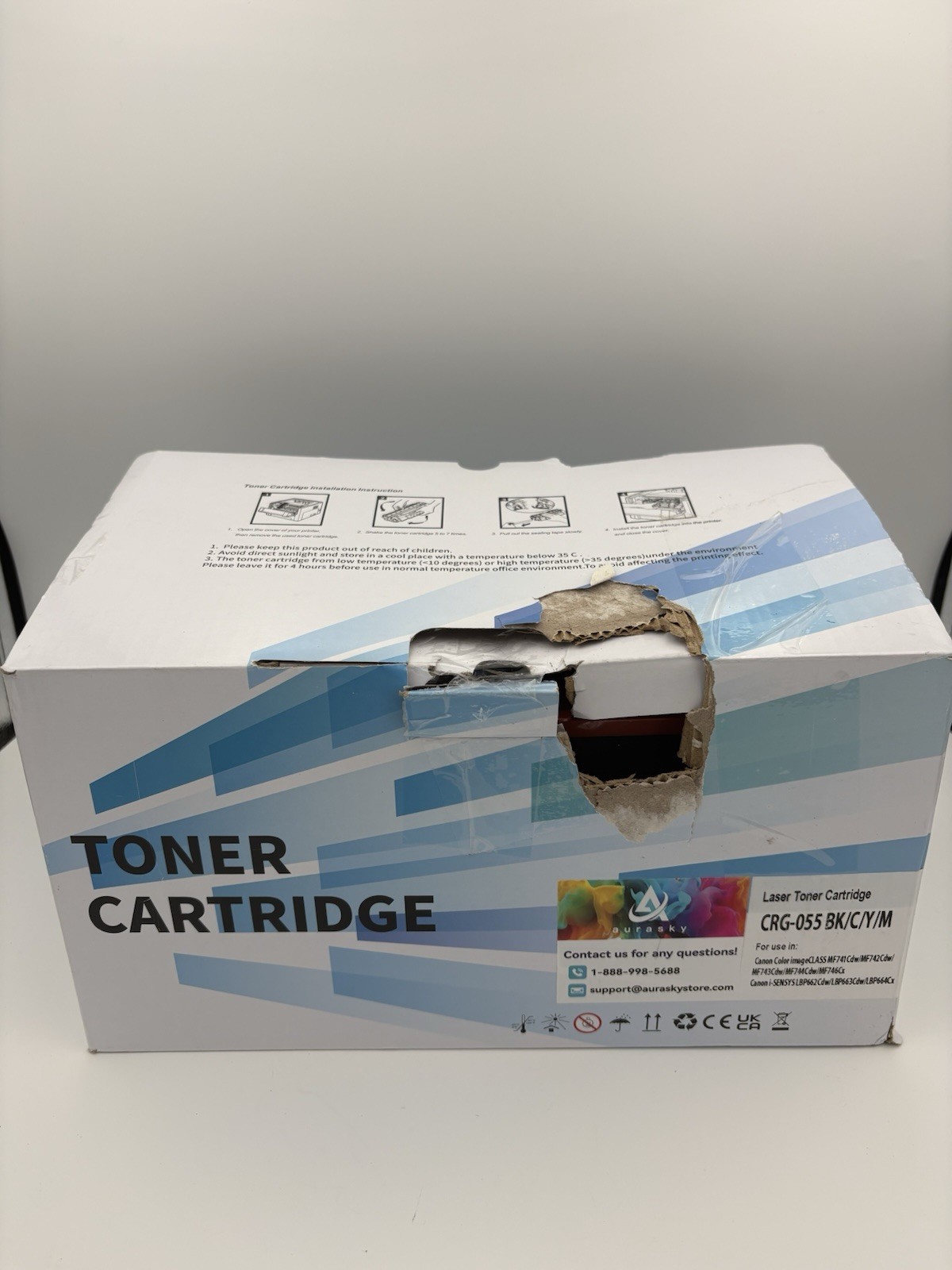 Compatible CRG-055 Toner Cartridge  BK/C/Y/M  For Canon ImageCLASS Damage Box