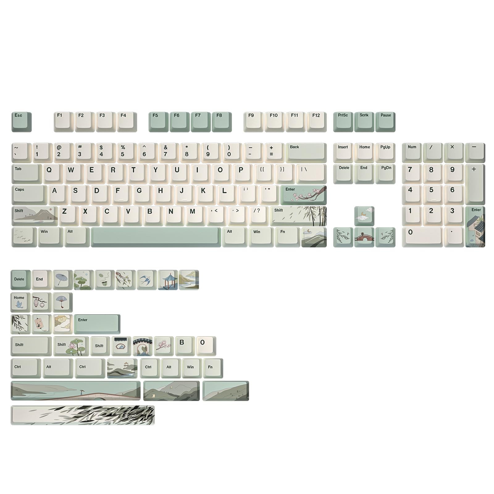 140 Keys PBT Dye Sub Keycaps Cherry Profile Spring Tea Fits Gateron MX