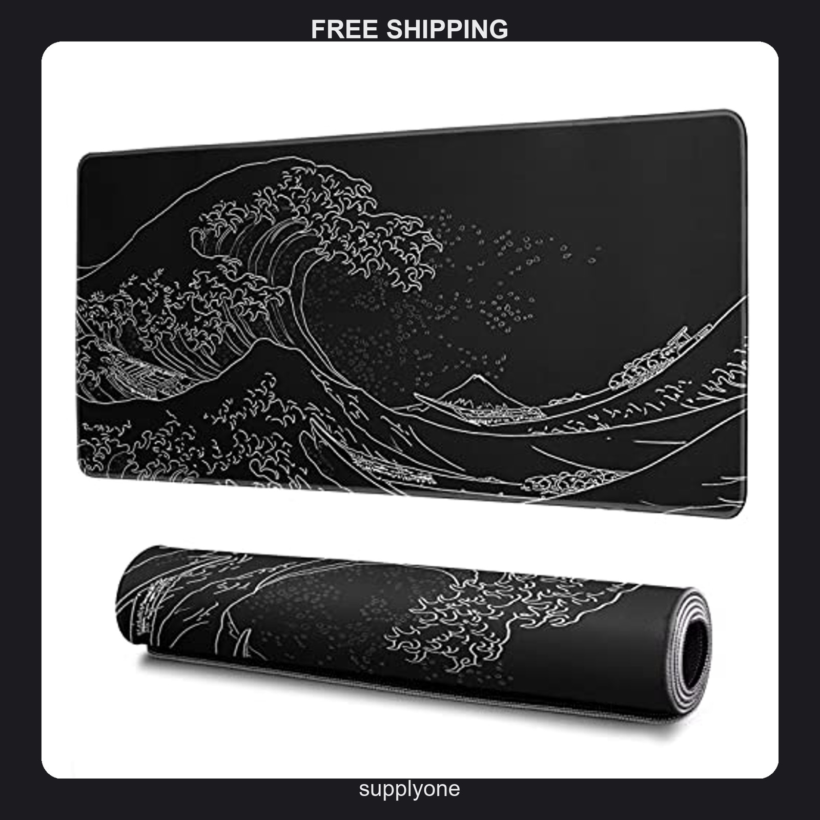 Japanese Wave Large Gaming Mouse Pad Desk Mat 31.5 x 11.8 in