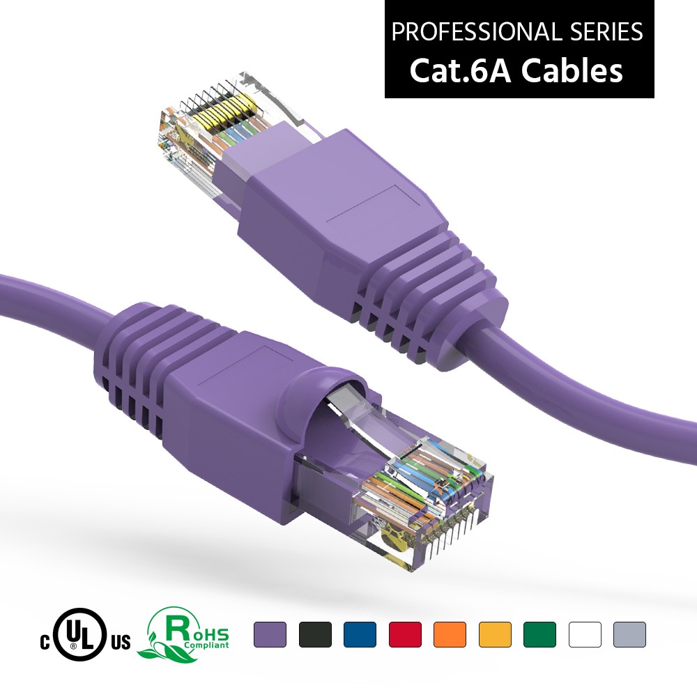 35Ft CAT6A UTP Ethernet Network Booted Cable Purple