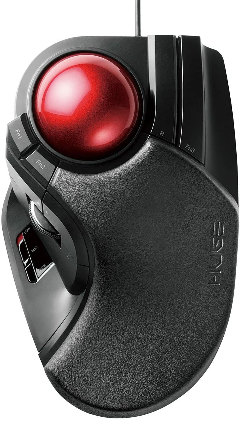 Elecom trackball mouse wired large ball 8 button tilt function black M - HT1URBK