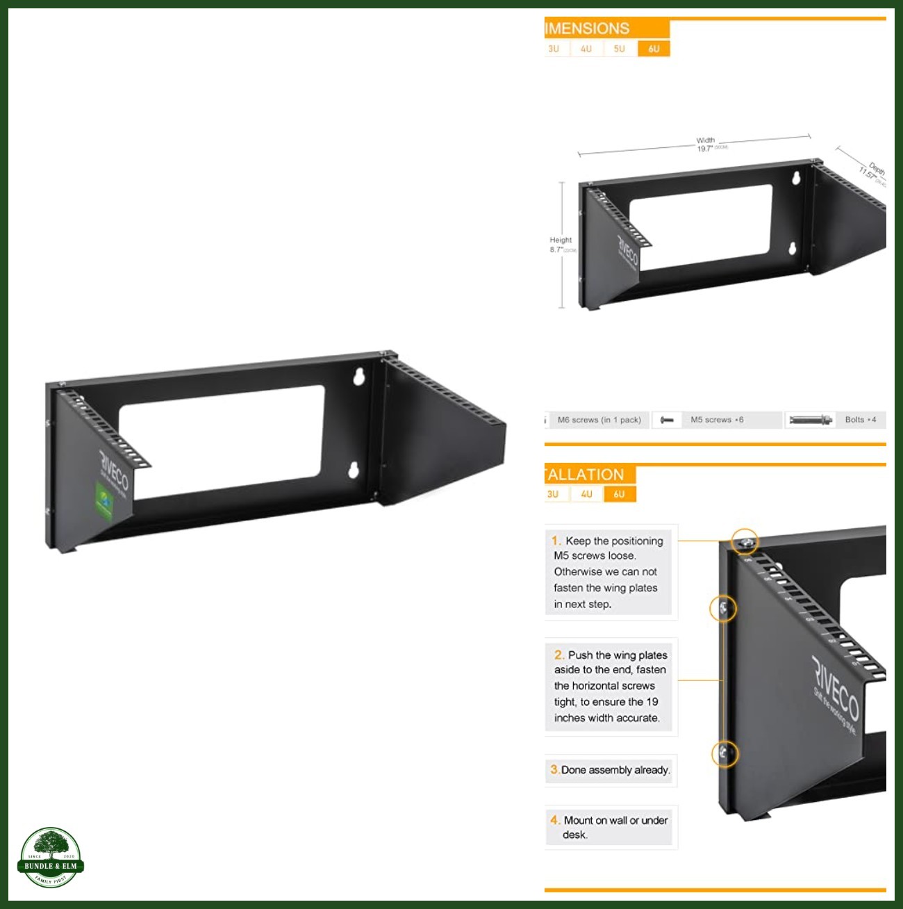 Wall Mount Rack 6U Heavy Load 66-99 LBS Vertical Horizontal Compact IT