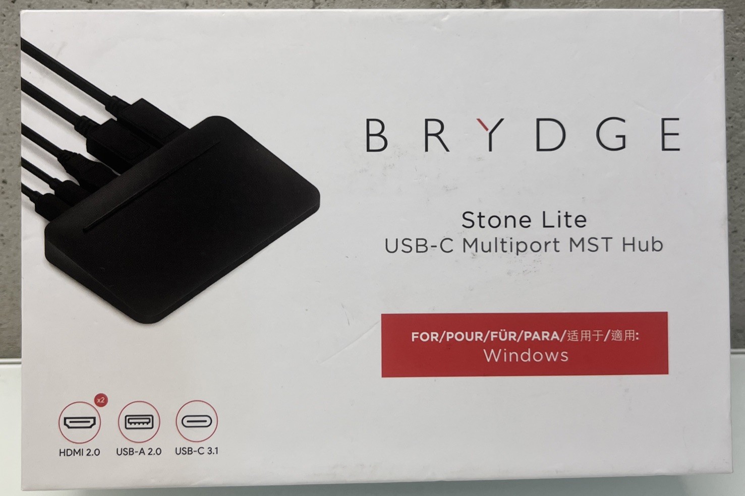 Brydge Stone Light USB-C Multiport MST Hub For Windows USB-A, USB-C, Dual HDMI 