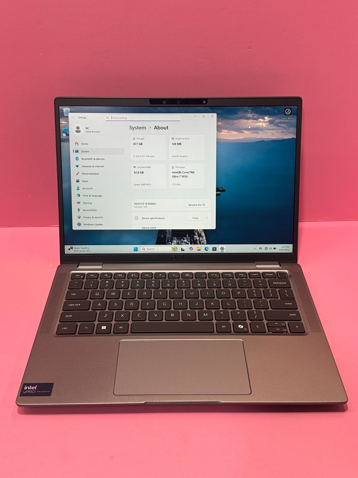 Dell latitude 7350  13.3" Core Ultra 7 1.7GHz 32GB RAM 500GB SSD
