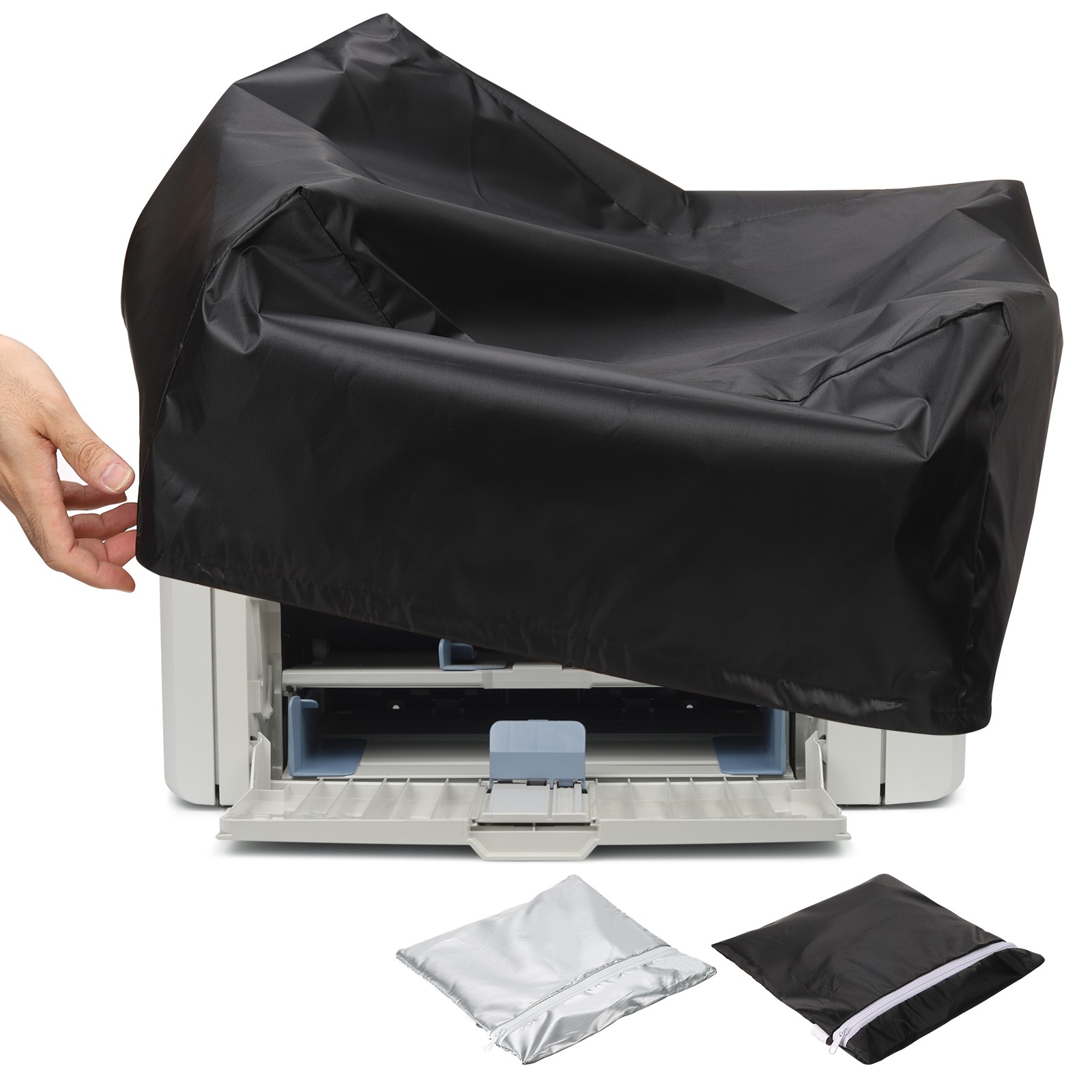 2Pcs Printer Dust Covers Set Jacket Water Proof, Black and Silver